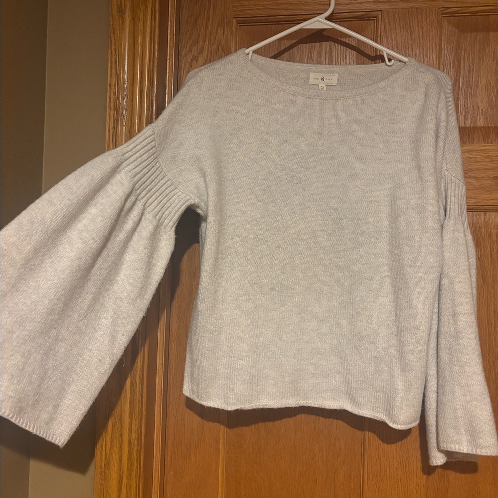 Lou & Grey Light Gray Sweater with Bell Sleeve